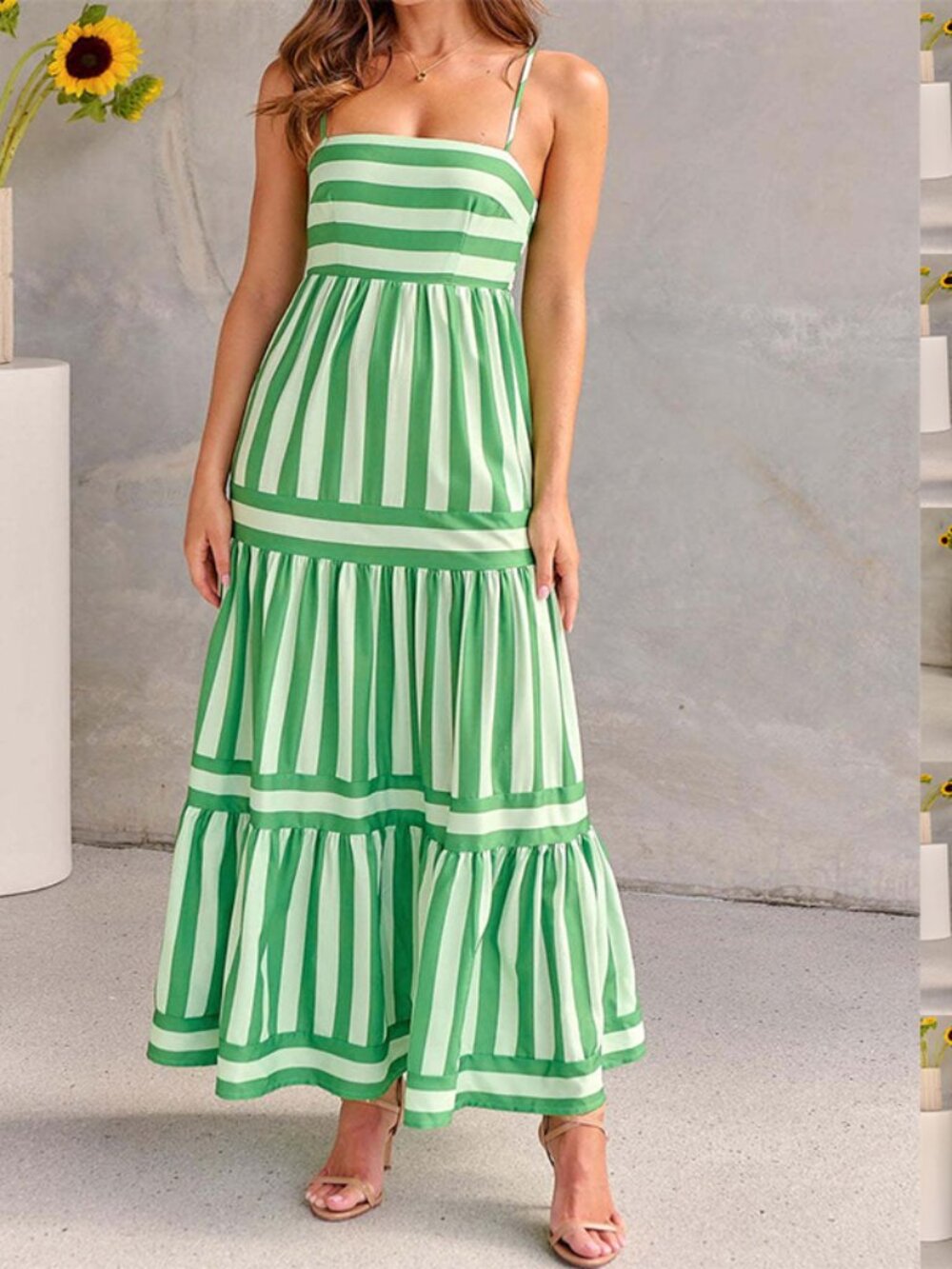 Women's Green Printed Stretch Midi Dress – Super Soft Bodycon Dress